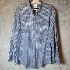 Brooks Brothers Regent XXL Blue Gingham Check Button Down Shirt Mens